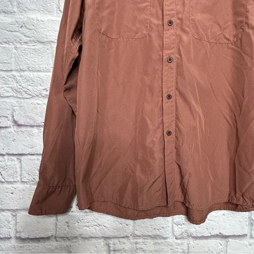 Wrangler Burnt Orange Pincheck Button Down Long Sleeve T-Shirt - Picture 6 of 11
